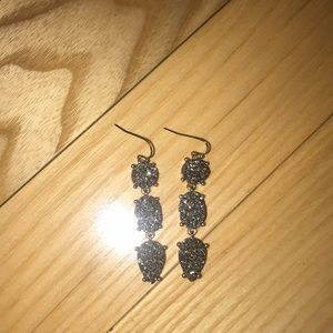 BaubleBar Mieko Druzy Drop Earring in Dark Grey